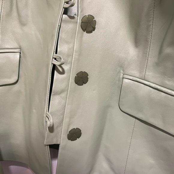 Terry Lewis Leather Jacket with tags never worn womens Large clover buttons - Picture 3 of 4
